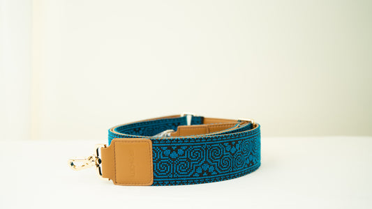 Blue Paj Tawg (Blooming) Paj Ntaub Strap