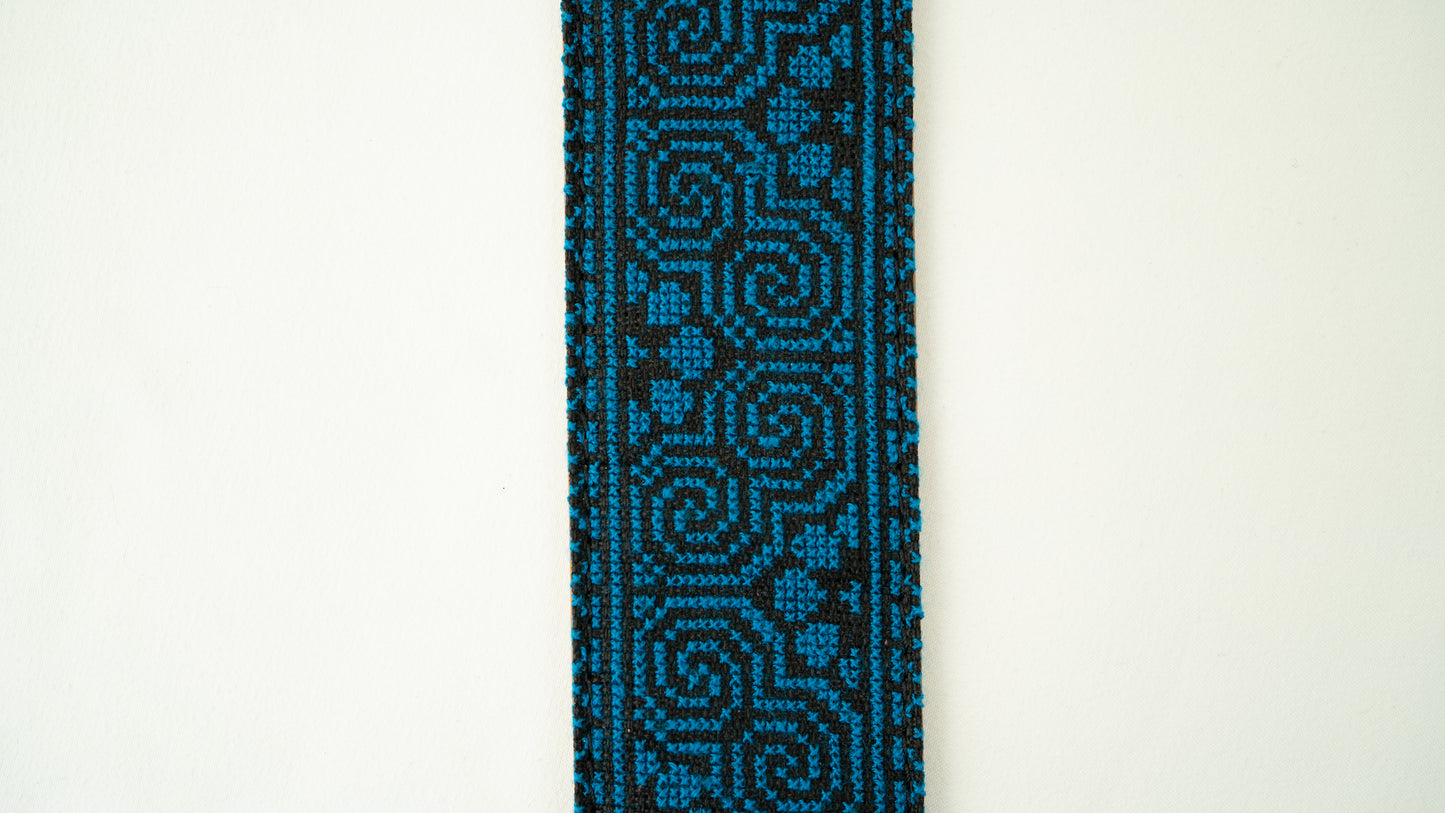 Blue Paj Tawg (Blooming) Paj Ntaub Strap